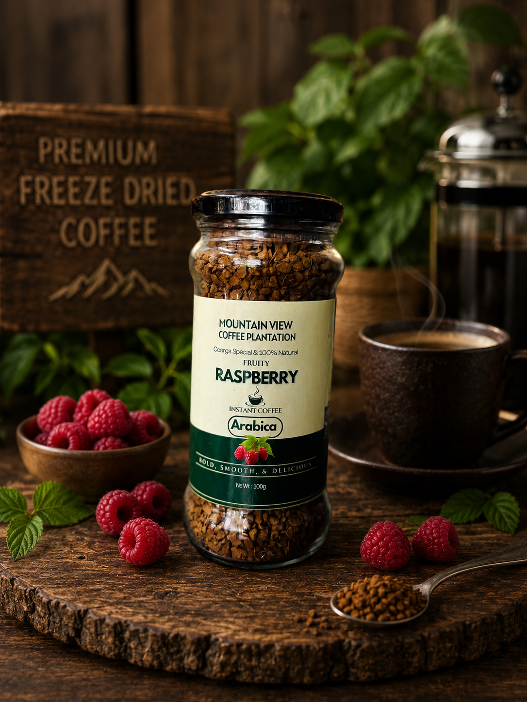Freeze Dried Raspberry Coffee Arabica.