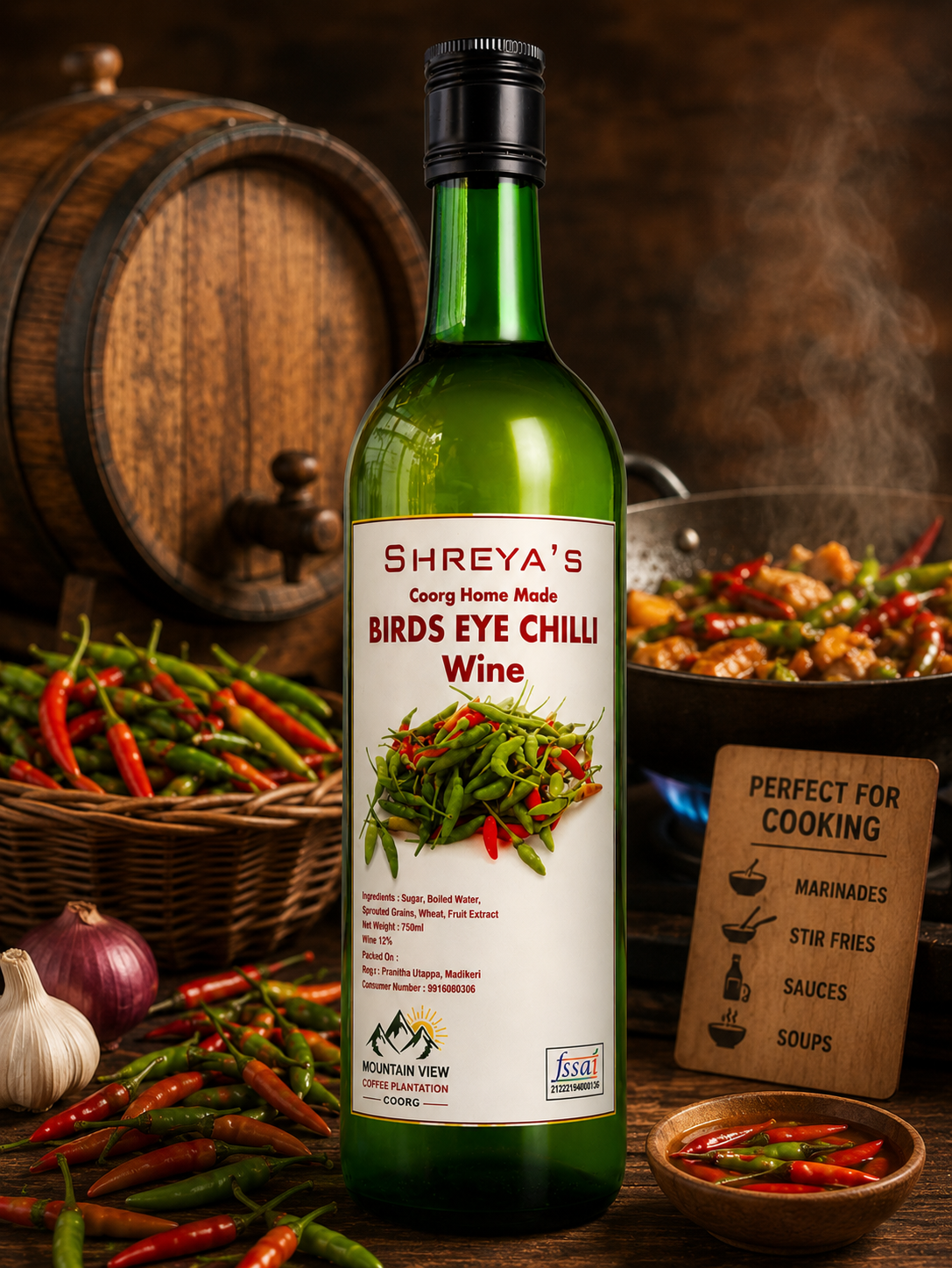 Pure Bird's eye Chilli Wine (750 ml)