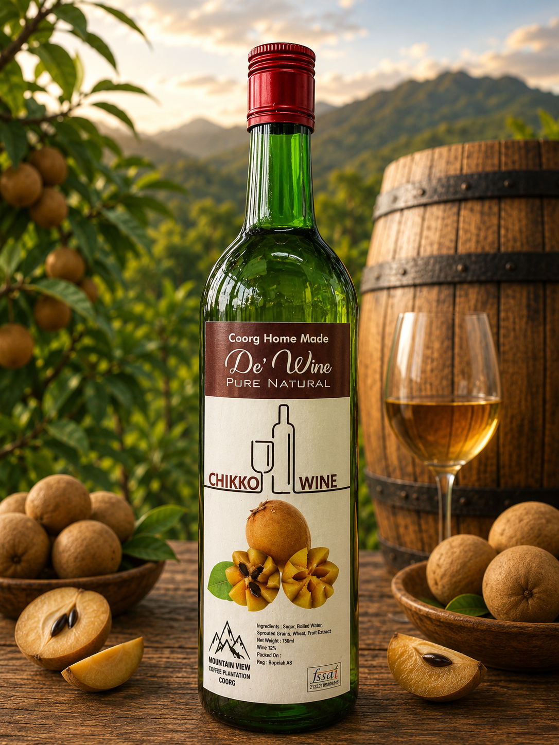 Pure Chikku Wine. (750 ml)
