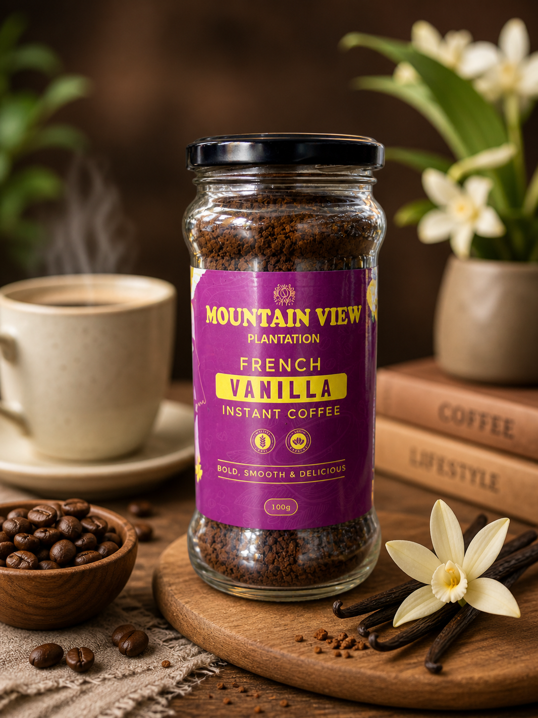 VANILLA FLAVORED INSTANT COFFEE