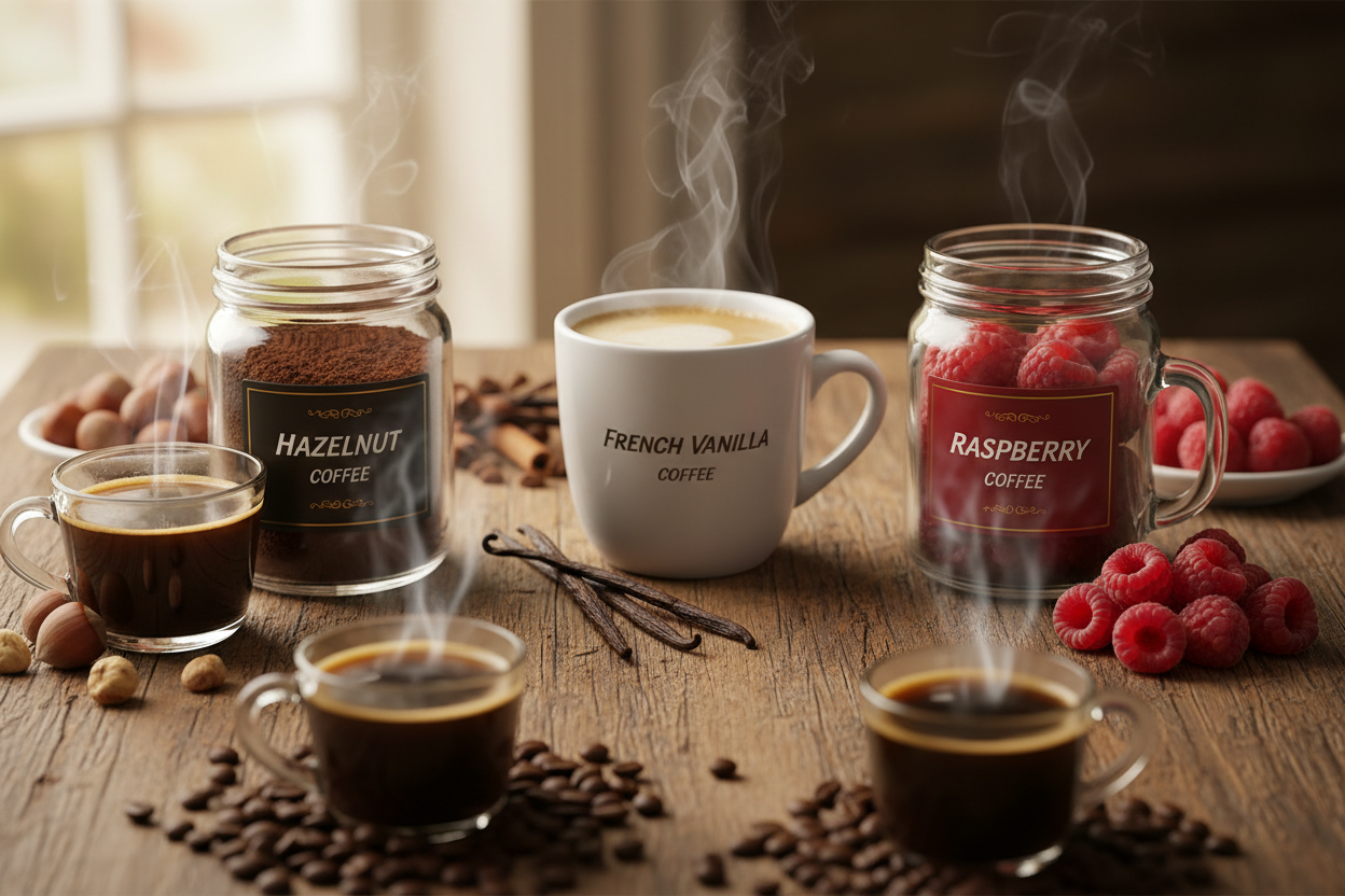 Flavored coffee collection.