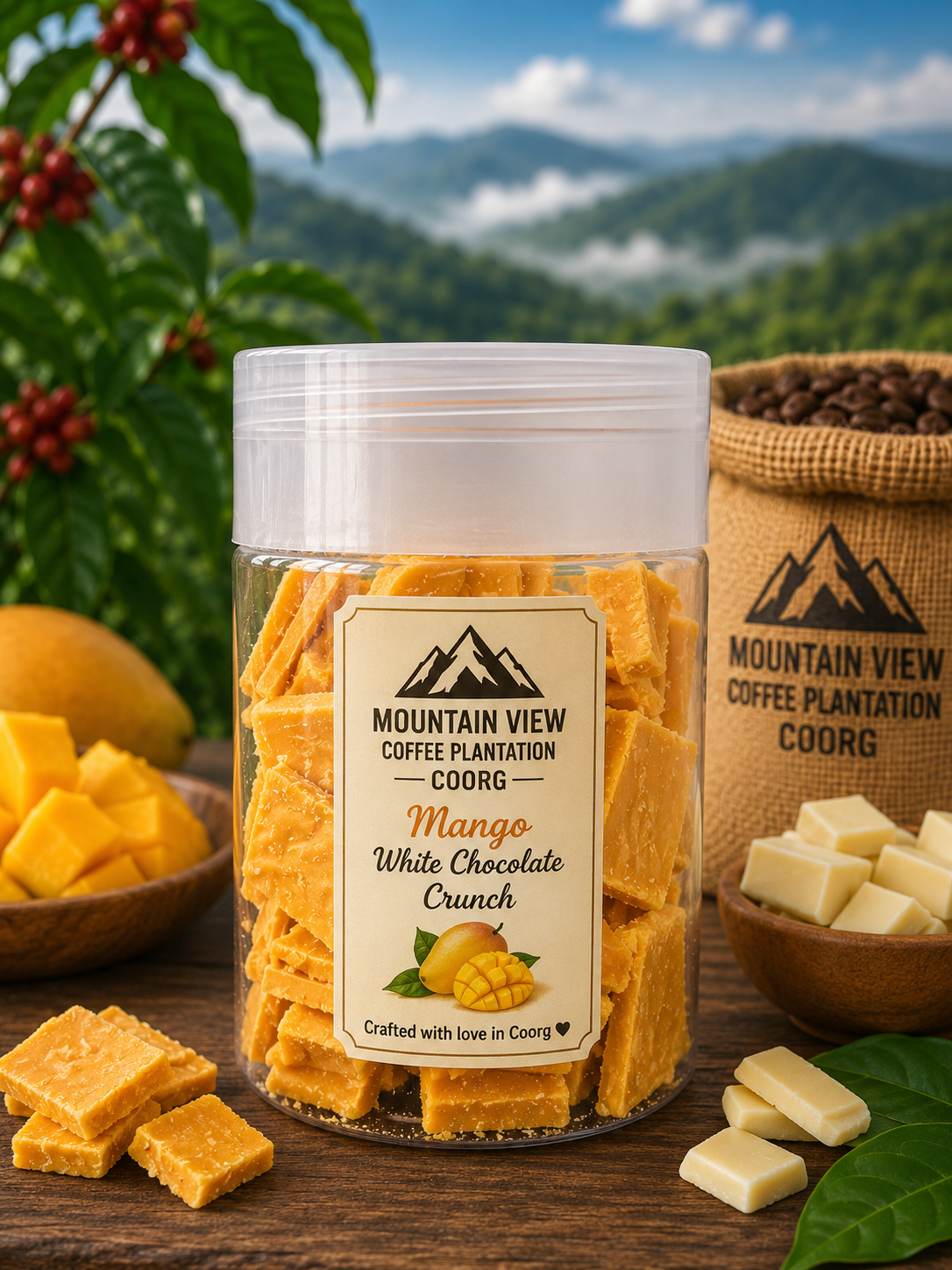 Mango White Crunch Chocolate.