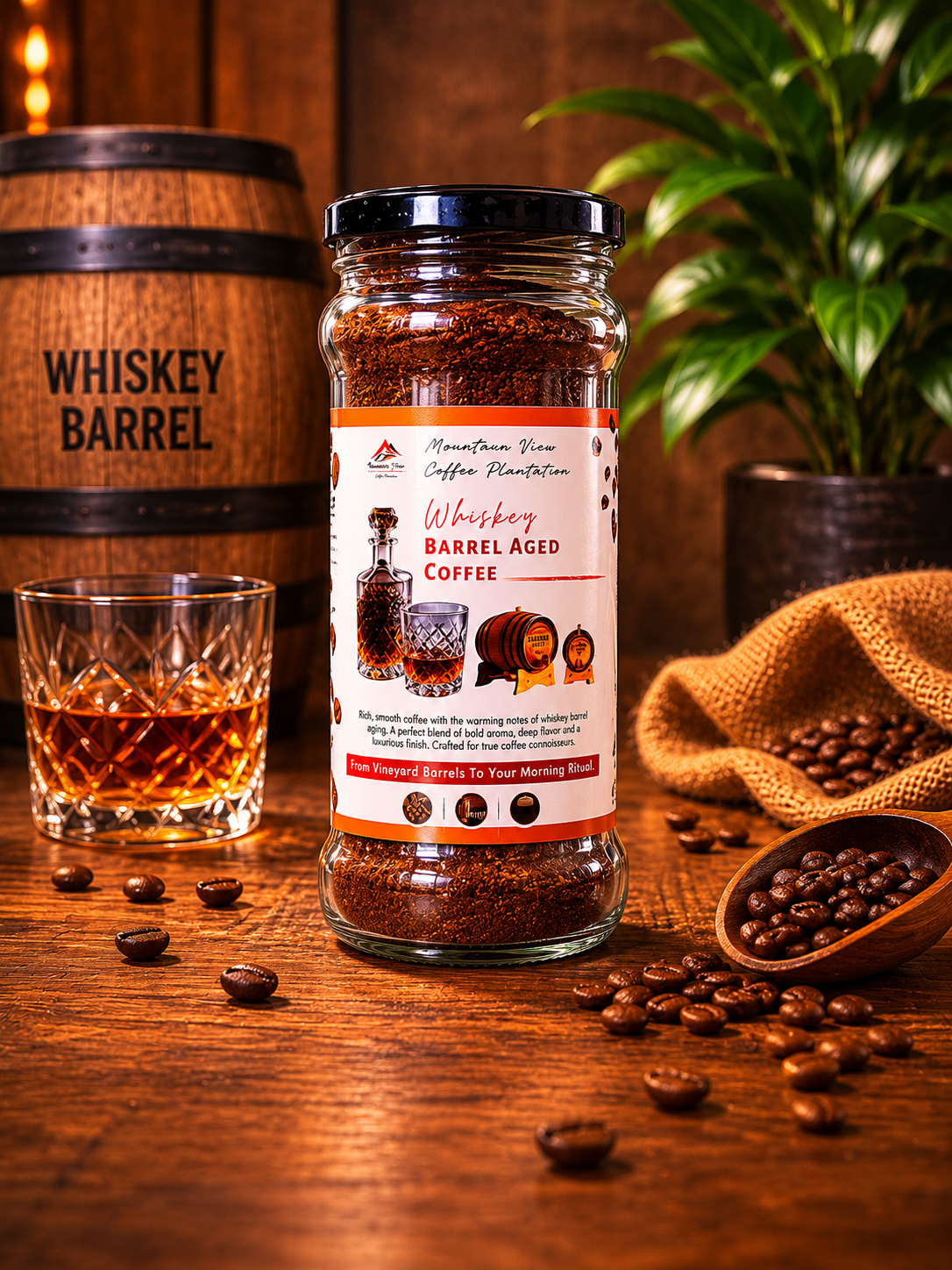 Barrel aged whiskey coffee.